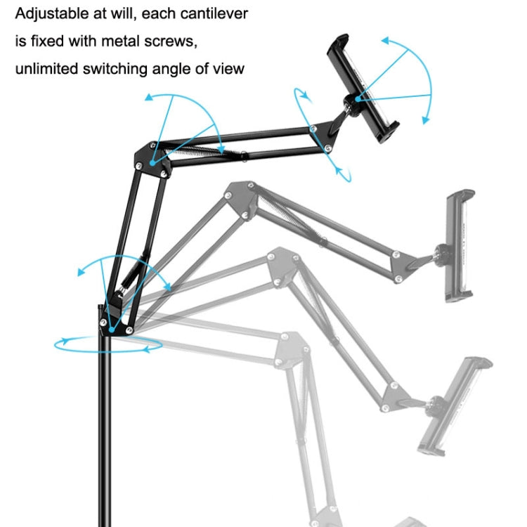 175cm Mobile Phone Tablet Live Broadcast Bedside Lifting Bracket Telescopic Cantilever Model (White) - Lazy Bracket by buy2fix | Online Shopping UK | buy2fix