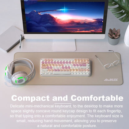 Ajazz K840T 84-Key Wireless/Bluetooth/Wired Three-Mode Round Key Punk Keycap Mechanical Keyboard Green Shaft (White Peach Mousse) - Wireless Keyboard by Ajazz | Online Shopping UK | buy2fix