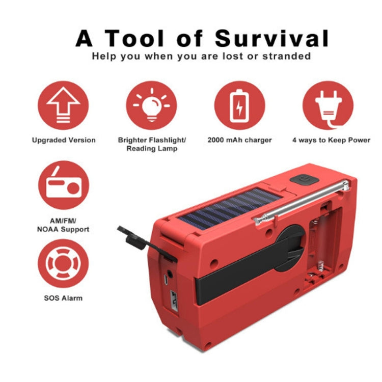 AM/FM/NoAA 2000mAh Emergency Radio Portable Hand Crank Solar Powered Radio(Orange) - Radio Player by buy2fix | Online Shopping UK | buy2fix