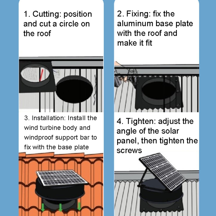 SRVF-350 Solar Roof Exhaust Fan Aluminum Alloy Exhaust Switching Fan Negative Pressure Fan - Others by buy2fix | Online Shopping UK | buy2fix