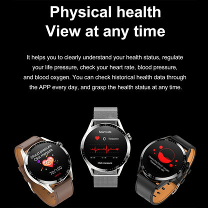 Sports Health Monitoring Waterproof Smart Call Watch With NFC Function, Color: Silver-Brown Leather+Red Silicone - Smart Watches by buy2fix | Online Shopping UK | buy2fix