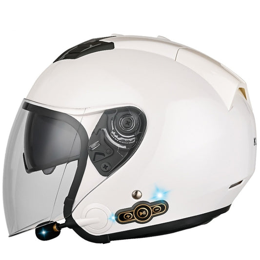 KUQIBAO Motorcycle Smart Bluetooth Sun Protection Double Lens Safety Helmet, Size: L(White) - Helmets by KUQIBAO | Online Shopping UK | buy2fix