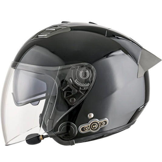 KUQIBAO Motorcycle Smart Bluetooth Sun Protection Double Lens Safety Helmet, Size: L(Bright Black+Gray Tail) - Helmets by KUQIBAO | Online Shopping UK | buy2fix