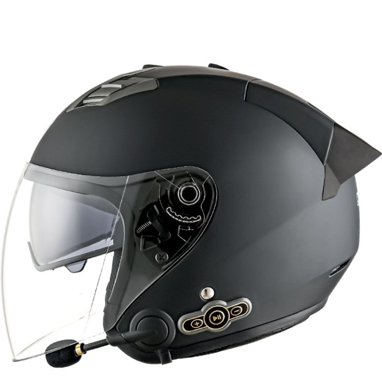 KUQIBAO Motorcycle Smart Bluetooth Sun Protection Double Lens Safety Helmet, Size: XL(Matte Black+Black Tail) - Helmets by KUQIBAO | Online Shopping UK | buy2fix