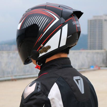 KUQIBAO Motorcycle Smart Bluetooth Sun Protection Double Lens Safety Helmet, Size: L(Matte Black+Gray Tail) - Helmets by KUQIBAO | Online Shopping UK | buy2fix