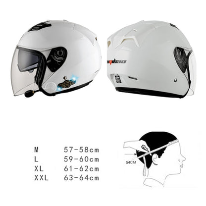 KUQIBAO Motorcycle Smart Bluetooth Sun Protection Double Lens Safety Helmet, Size: L(White+Gray Tail) - Helmets by KUQIBAO | Online Shopping UK | buy2fix