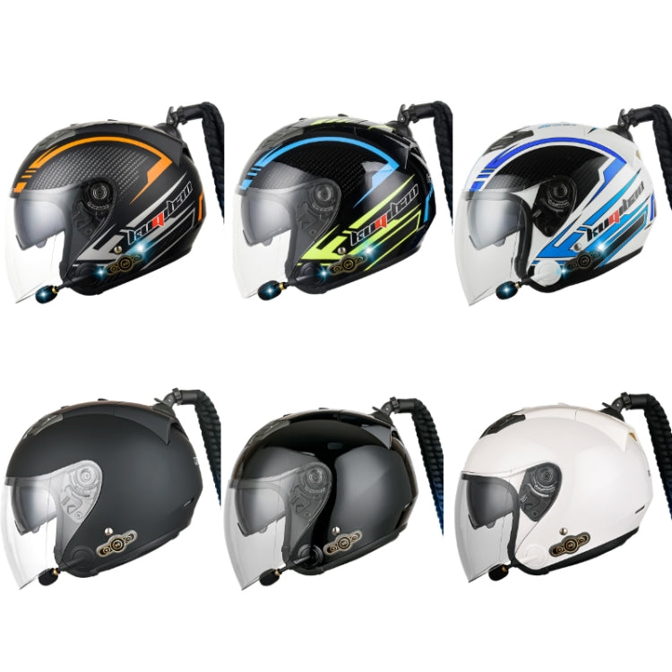 KUQIBAO Motorcycle Bluetooth Headset Double Lens Helmet With Braid, Size: L(Bright Black Phantom Fiber) - Helmets by KUQIBAO | Online Shopping UK | buy2fix