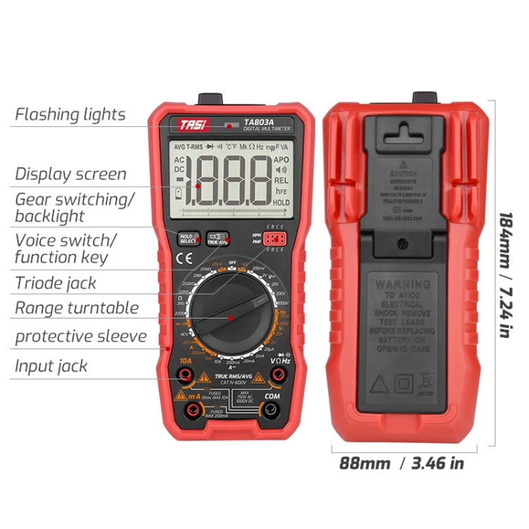 TASI TA803C Digital High Precision Multimeter Digital Display Household Multifunction Electrician Multimeter - Digital Multimeter by TASI | Online Shopping UK | buy2fix