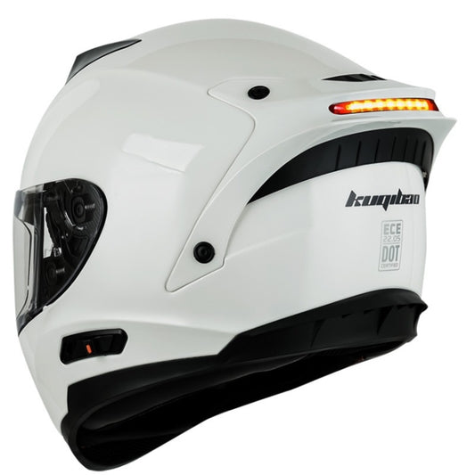 KUQIBAO Motorcycle Dual Lens Anti-Fog Helmet With LED Light, Size: M(White) - Helmets by KUQIBAO | Online Shopping UK | buy2fix