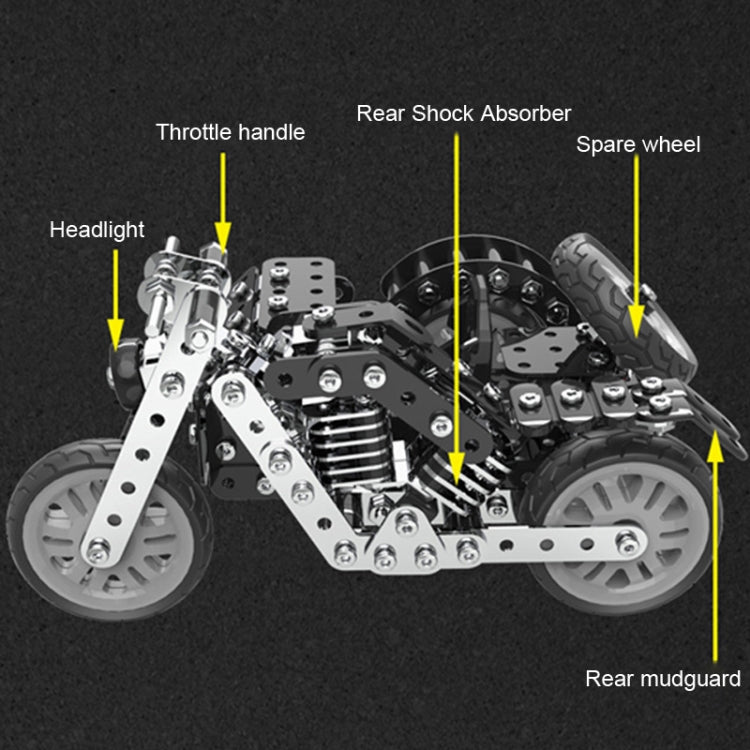 Metal Assembly Model Building Blocks Manual Assembly Retro Side Motorcycle Toy - Building Blocks by buy2fix | Online Shopping UK | buy2fix