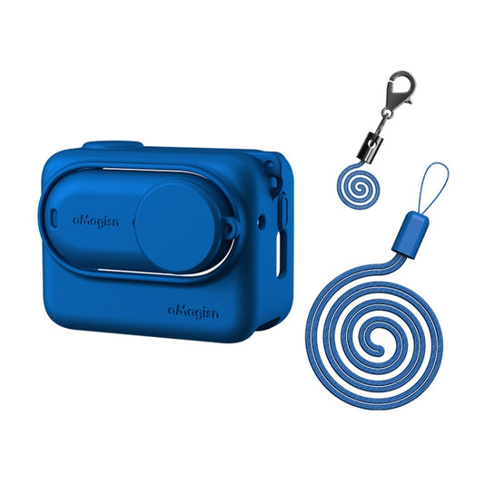 For Insta360 GO 3 AMagisn Silicone Body Cover Protective Case With Lanyard(Blue) - Case & Bags by aMagisn | Online Shopping UK | buy2fix