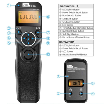 For Canon E3 Pixel TW283 Shutter Wireless Delay Remote Control SLR Shutter Flasher - Wireless Remote Control by Pixel | Online Shopping UK | buy2fix