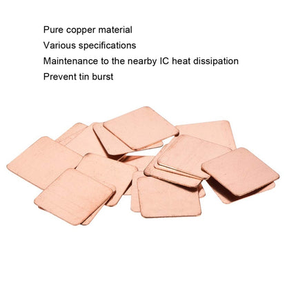 20pcs Laptop Cooling Copper Heat Sink Thermal Conductive Tabs Cell Phone Computer Graphics Card Heat Sinks 15x15x1.8mm - Others by buy2fix | Online Shopping UK | buy2fix