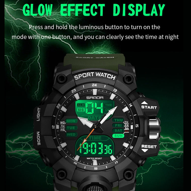 SANDA Green Light Alarm Clock Multifunctional Waterproof Shockproof Transparent Watch(Black Gold) - Silicone Strap Watches by SANDA | Online Shopping UK | buy2fix