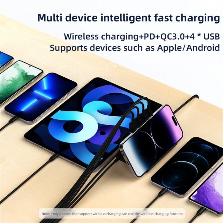 PD 20W +QC 3.0 Wireless Charging+6 Ports Multi-function Charger(US Plug) - Multifunction Charger by buy2fix | Online Shopping UK | buy2fix