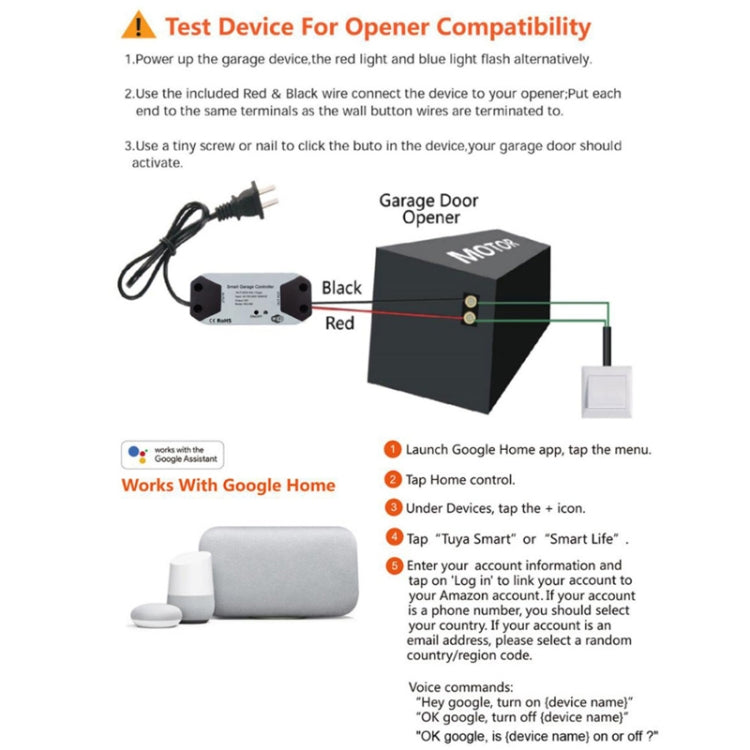 Tuya APP Remote Control WIFI Smart Garage Door Controller, Specification: US Plug - Smart Switch by Tuya | Online Shopping UK | buy2fix