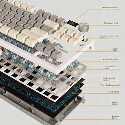LANGTU LT84 Mechanical Luminous Keyboard, Style: Wired Single-mode Silver Gray Shaft (White) - Wired Keyboard by LANGTU | Online Shopping UK | buy2fix