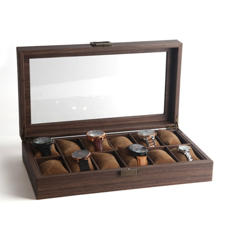 Wood Grain Leather Watch Display Box Watch Storage Case Jewelry Box, Style: 12 Digit Long - Watch Storages by buy2fix | Online Shopping UK | buy2fix