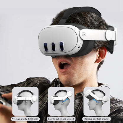 For Oculus/Meta Quest 3 VR Adjustable Elite Headset Head Strap(White) - VR Accessories by buy2fix | Online Shopping UK | buy2fix
