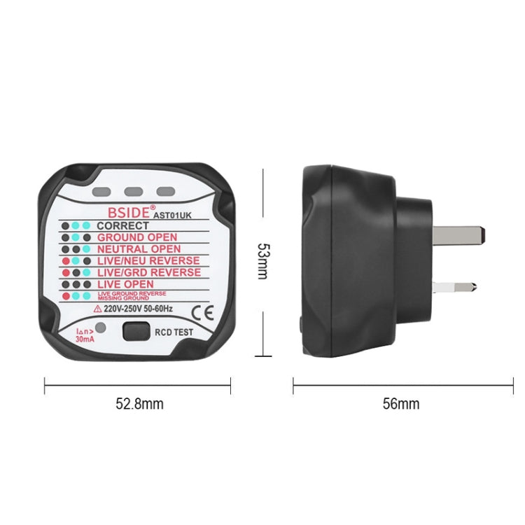 BSIDE AST01 Plug Power Tester Electrical Socket Detector UK Plug - Current & Voltage Tester by BSIDE | Online Shopping UK | buy2fix