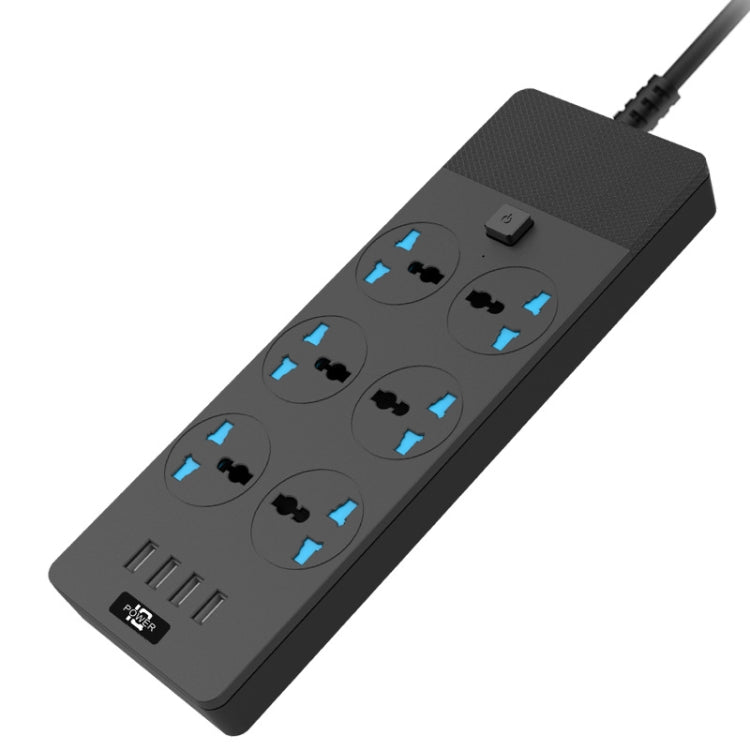 TB-T12 3000W 2m 4-USB Ports + 6-Jacks Multifunctional Flame-Retardant Socket With Switch(UK Plug) - Extension Socket by buy2fix | Online Shopping UK | buy2fix