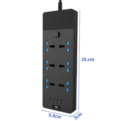 TB-T12 3000W 2m 4-USB Ports + 6-Jacks Multifunctional Flame-Retardant Socket With Switch(UK Plug) - Extension Socket by buy2fix | Online Shopping UK | buy2fix