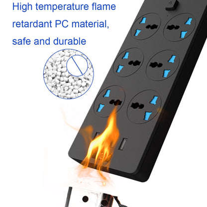 TB-T12 3000W 2m 4-USB Ports + 6-Jacks Multifunctional Flame-Retardant Socket With Switch(UK Plug) - Extension Socket by buy2fix | Online Shopping UK | buy2fix