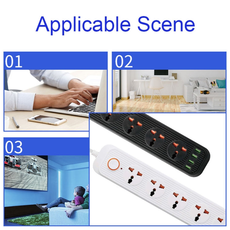 A03 2m 3000W 5 Plugs + 4-USB Ports Multifunctional Flame-retardant Socket with Switch(UK Plug) - Extension Socket by buy2fix | Online Shopping UK | buy2fix