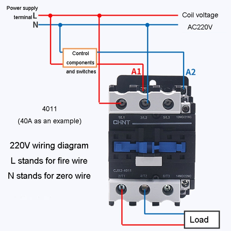 CHNT CJX2-3210 32A 220V Silver Alloy Contacts Multi-Purpose Single-Phase AC Contactor - Relays by CHNT | Online Shopping UK | buy2fix