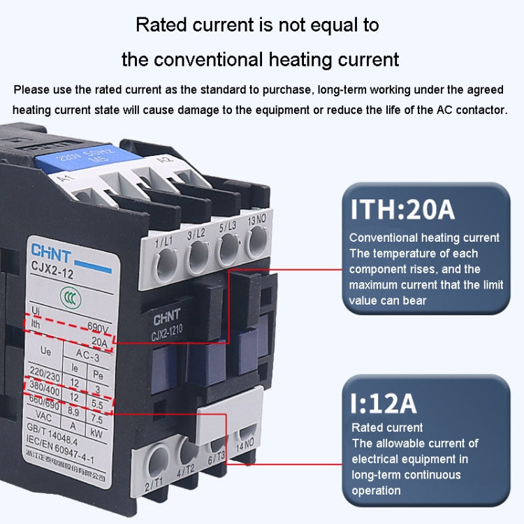 CHNT CJX2-3210 32A 220V Silver Alloy Contacts Multi-Purpose Single-Phase AC Contactor - Relays by CHNT | Online Shopping UK | buy2fix