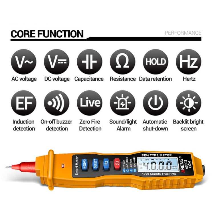 ANENG A3003 Multi-Function Pen-Type High-Precision Smart Multimeter(Black) - Digital Multimeter by ANENG | Online Shopping UK | buy2fix