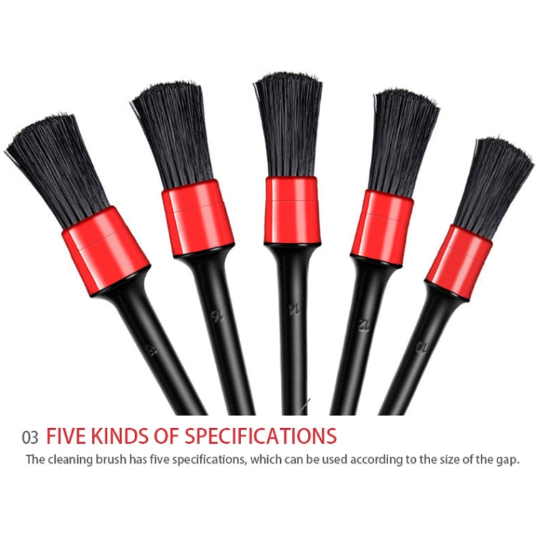 5 in 1 Car Detailing Brush Cleaning Natural Boar Hair Brushes Auto Detail Tools Products Wheels Dashboard,Random Color Delivery - In Car by buy2fix | Online Shopping UK | buy2fix