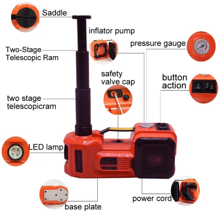 3 In 1 Car Electric Jack Air Pump Electric Wrench Maintenance Tools Set(Red) - In Car by buy2fix | Online Shopping UK | buy2fix