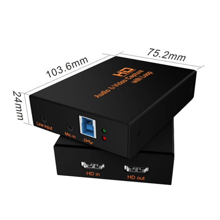 Z28 Professional HDMI Female + Mic + Line In to HDMI Female USB 3.0 Video Audio Capture Box(Black) - Consumer Electronics by buy2fix | Online Shopping UK | buy2fix