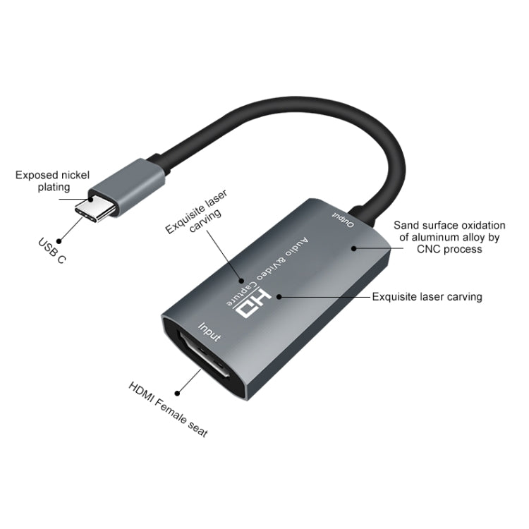 Z29A HDMI Female to USB-C / Type-C Male Video Audio Capture Box(Grey) - Consumer Electronics by buy2fix | Online Shopping UK | buy2fix