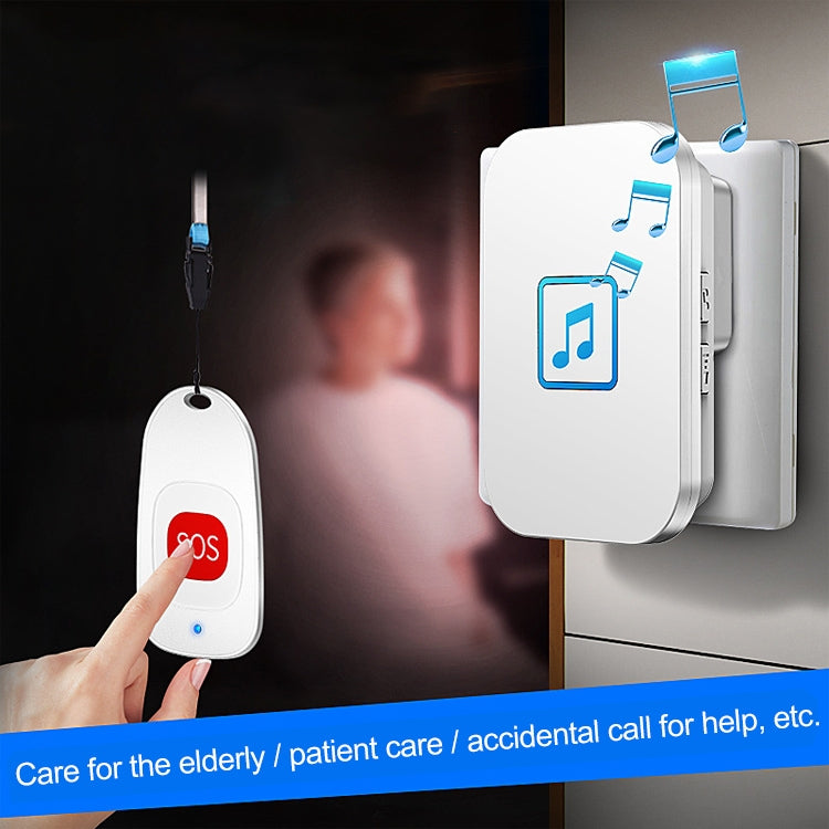 CACAZI C86 Wireless SOS Pager Doorbell Old man Child Emergency Alarm Remote Call Bell, UK Plug(White) - Security by CACAZI | Online Shopping UK | buy2fix