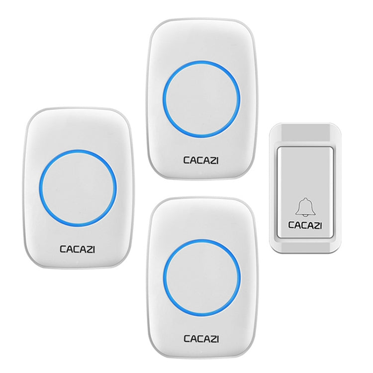 CACAZI A10G One Button Three Receivers Self-Powered Wireless Home Cordless Bell, EU Plug(White) - Security by CACAZI | Online Shopping UK | buy2fix