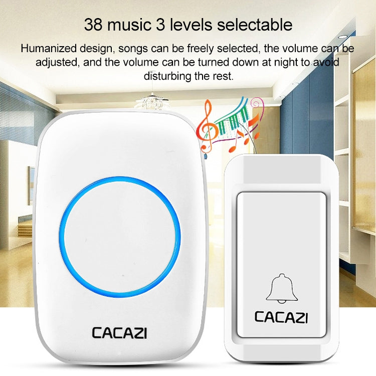 CACAZI A10G One Button Three Receivers Self-Powered Wireless Home Cordless Bell, UK Plug(Black) - Wireless Doorbell by CACAZI | Online Shopping UK | buy2fix