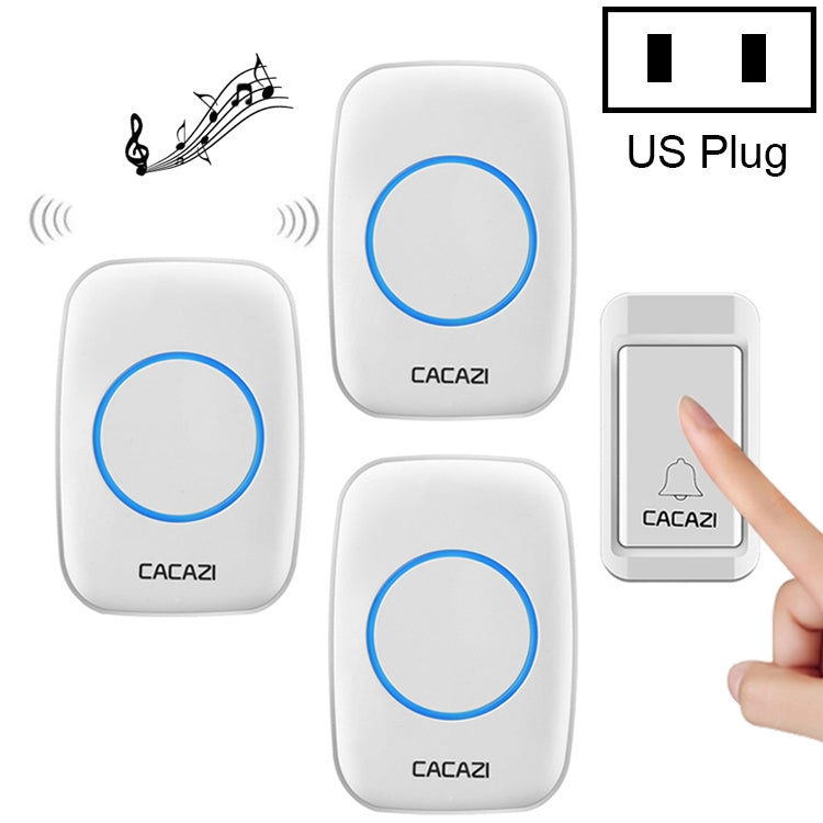 CACAZI A10G One Button Three Receivers Self-Powered Wireless Home Cordless Bell, US Plug(White) - Wireless Doorbell by CACAZI | Online Shopping UK | buy2fix