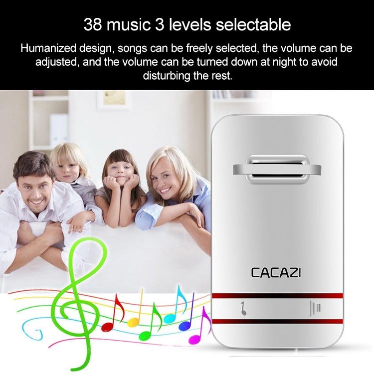 CACAZI V027G One Button One Receivers Self-Powered Wireless Home Kinetic Electronic Doorbell, EU Plug - Security by CACAZI | Online Shopping UK | buy2fix