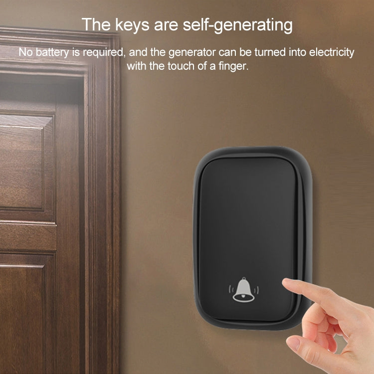 CACAZI FA86 Self-Powered Smart Home Wireless Doorbell, EU Plug(Black) - Security by CACAZI | Online Shopping UK | buy2fix