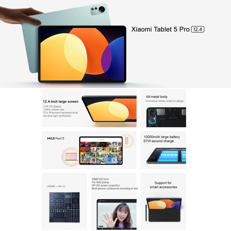 Xiaomi Pad 5 Pro, 12.4 inch, 6GB+128GB, Dual Back Cameras, MIUI 13 Qualcomm Snapdragon 870 Octa Core up to 3.2GHz, 10000mAh Battery (Black) - Other by Xiaomi | Online Shopping UK | buy2fix