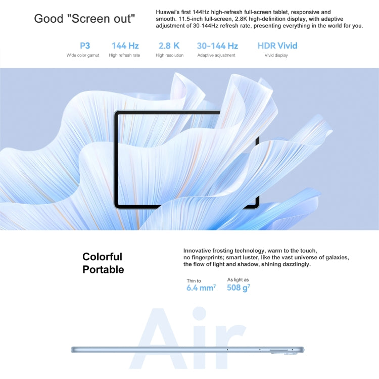 HUAWEI MatePad Air 11.5 inch WIFI DBY2-W00 8GB+256GB, HarmonyOS 3.1 Qualcomm Snapdragon 888 Octa Core, Support Dual WiFi / BT / GPS, Not Support Google Play(Blue) - Huawei by Huawei | Online Shopping UK | buy2fix