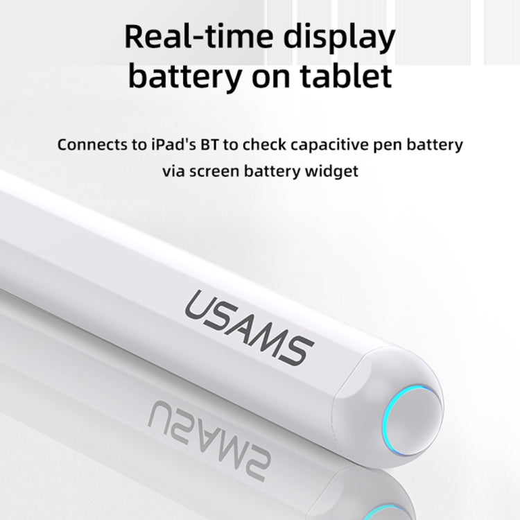 USAMS US-ZB254 Magnetic Wireless Charging Capacitive Stylus Pen (White) - Pencil Accessories by USAMS | Online Shopping UK | buy2fix
