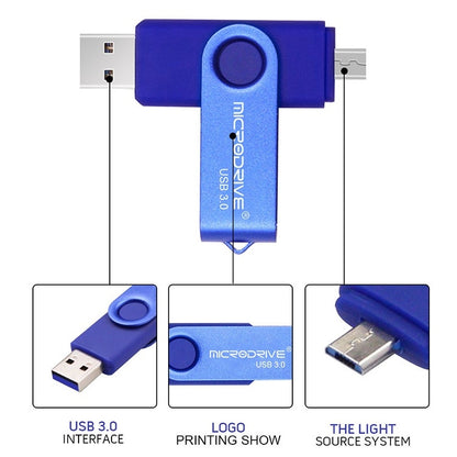 MicroDrive 32GB USB 3.0 Android Phone & Computer Dual-use Rotary Metal U Disk (Purple) - USB Flash Drives by MicroDrive | Online Shopping UK | buy2fix