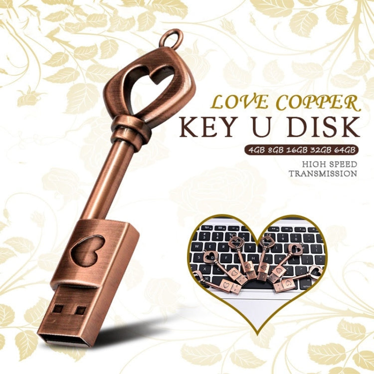 MicroDrive 4GB USB 2.0 Copper Love Key U Disk - USB Flash Drives by MicroDrive | Online Shopping UK | buy2fix