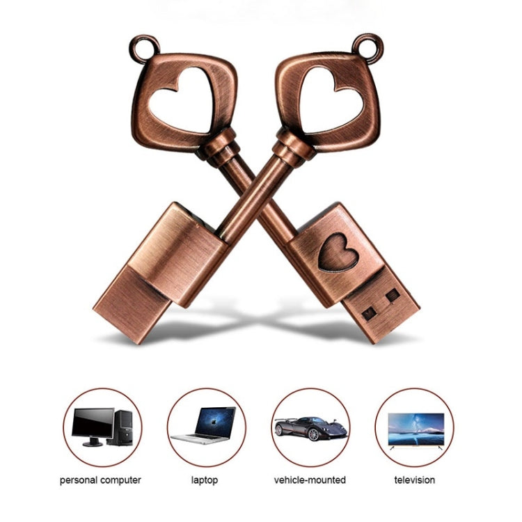 MicroDrive 4GB USB 2.0 Copper Love Key U Disk - USB Flash Drives by MicroDrive | Online Shopping UK | buy2fix