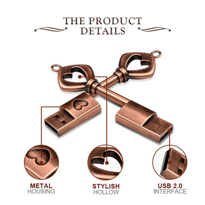 MicroDrive 16GB USB 2.0 Copper Love Key U Disk - USB Flash Drives by MicroDrive | Online Shopping UK | buy2fix