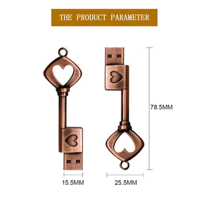 MicroDrive 16GB USB 2.0 Copper Love Key U Disk - USB Flash Drives by MicroDrive | Online Shopping UK | buy2fix