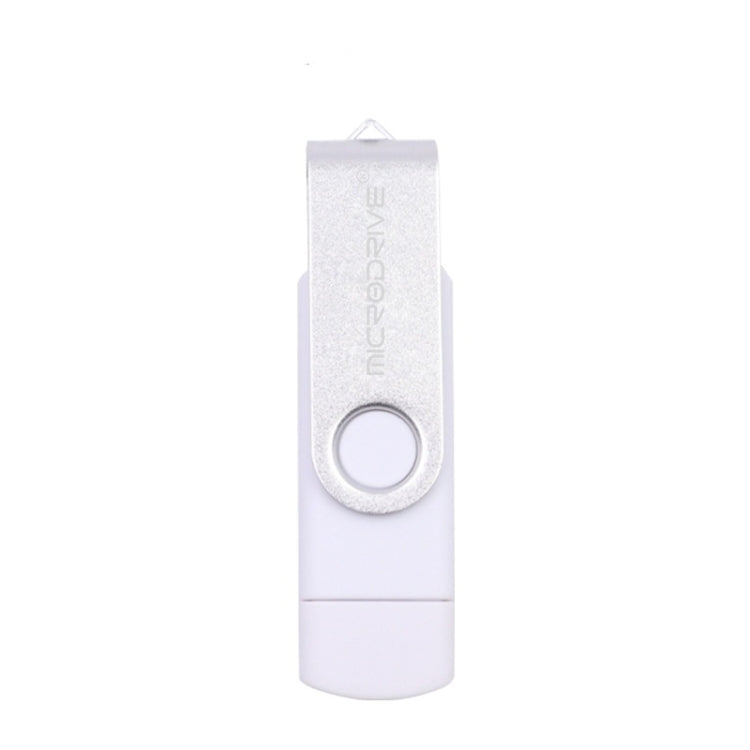 MicroDrive 32GB USB 2.0 Mobile Computer Dual-use Rotating OTG Metal U Disk (White) - USB Flash Drives by MicroDrive | Online Shopping UK | buy2fix